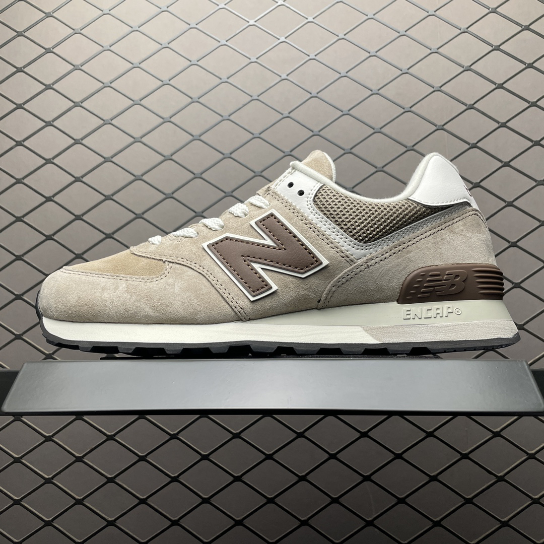 New Balance 574 Classic Lace-Up Brown Synthetic Mens Trainers U574KL2