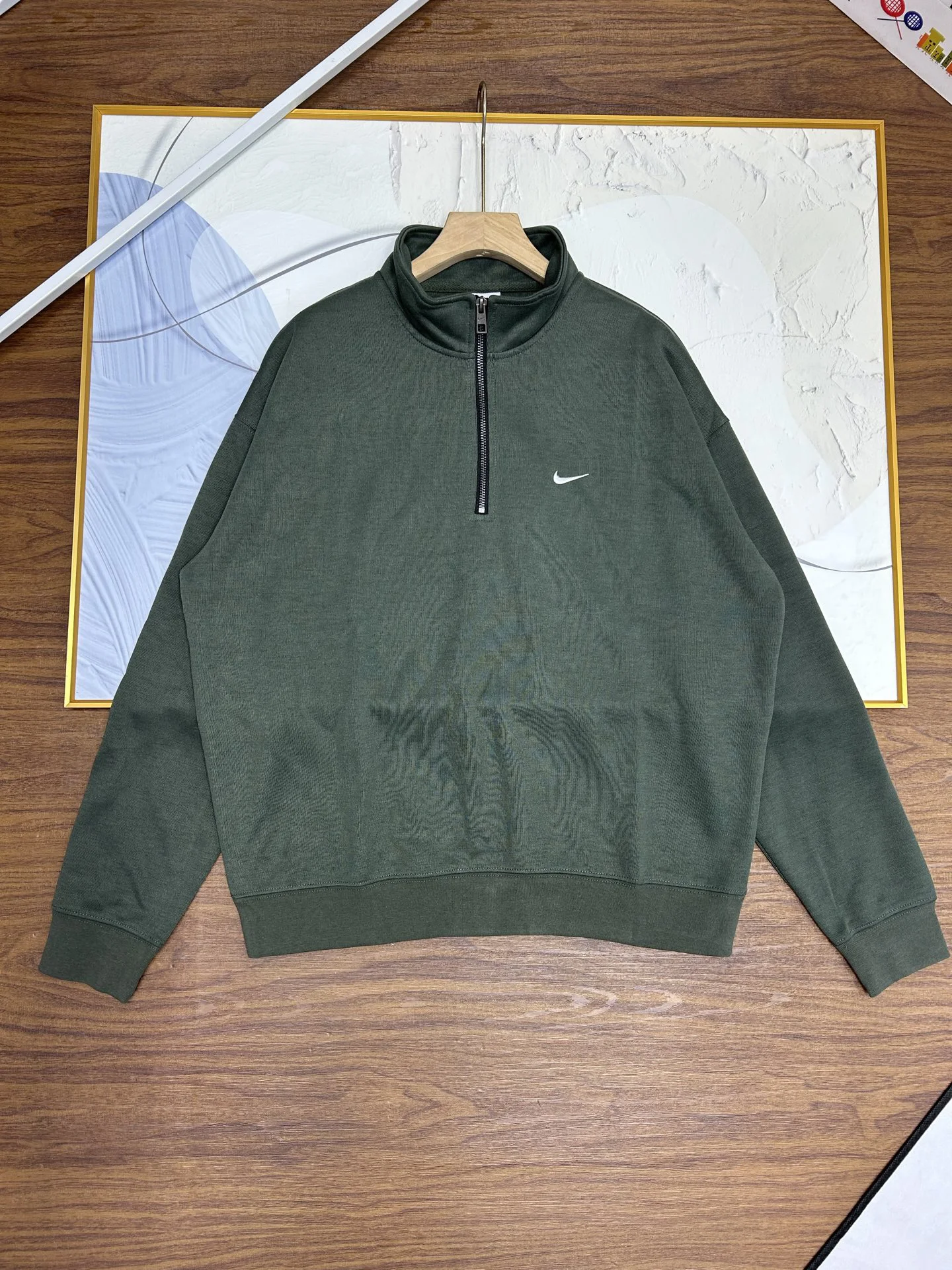 Nike Zip-up Sweatshirt Olive Green Hoodies