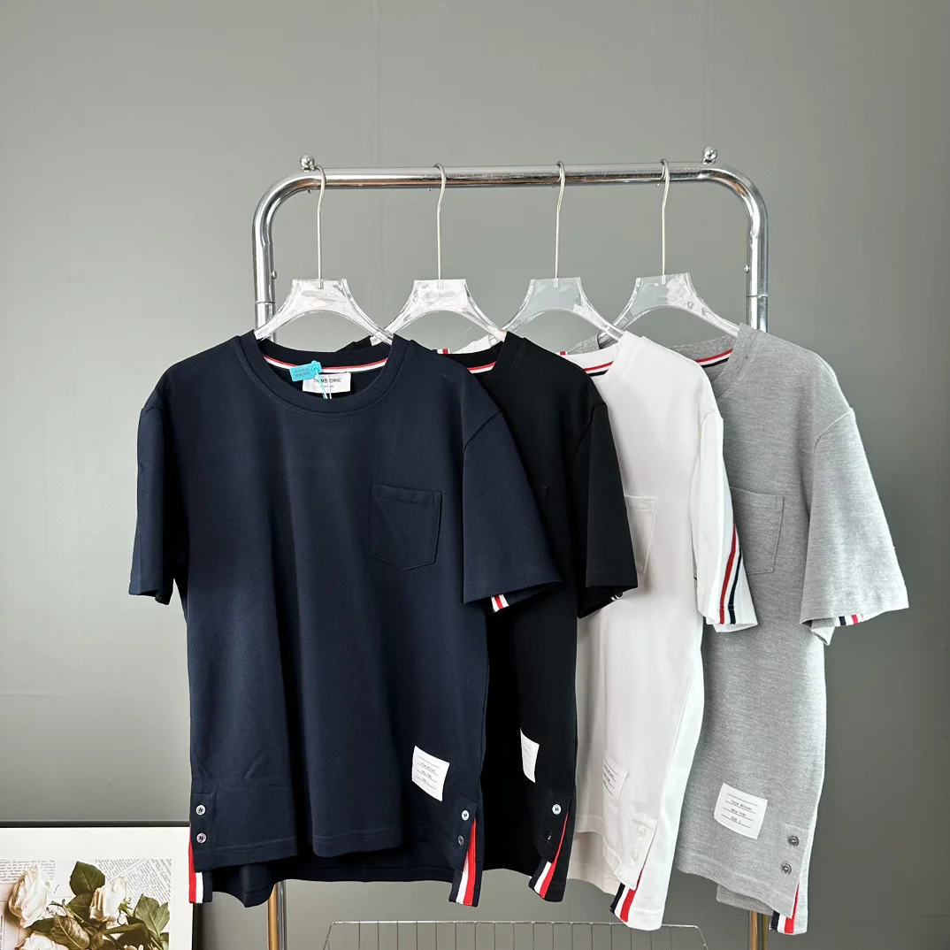 Thom Browne Short Sleeve T-Shirt Navy Blue T-Shirts