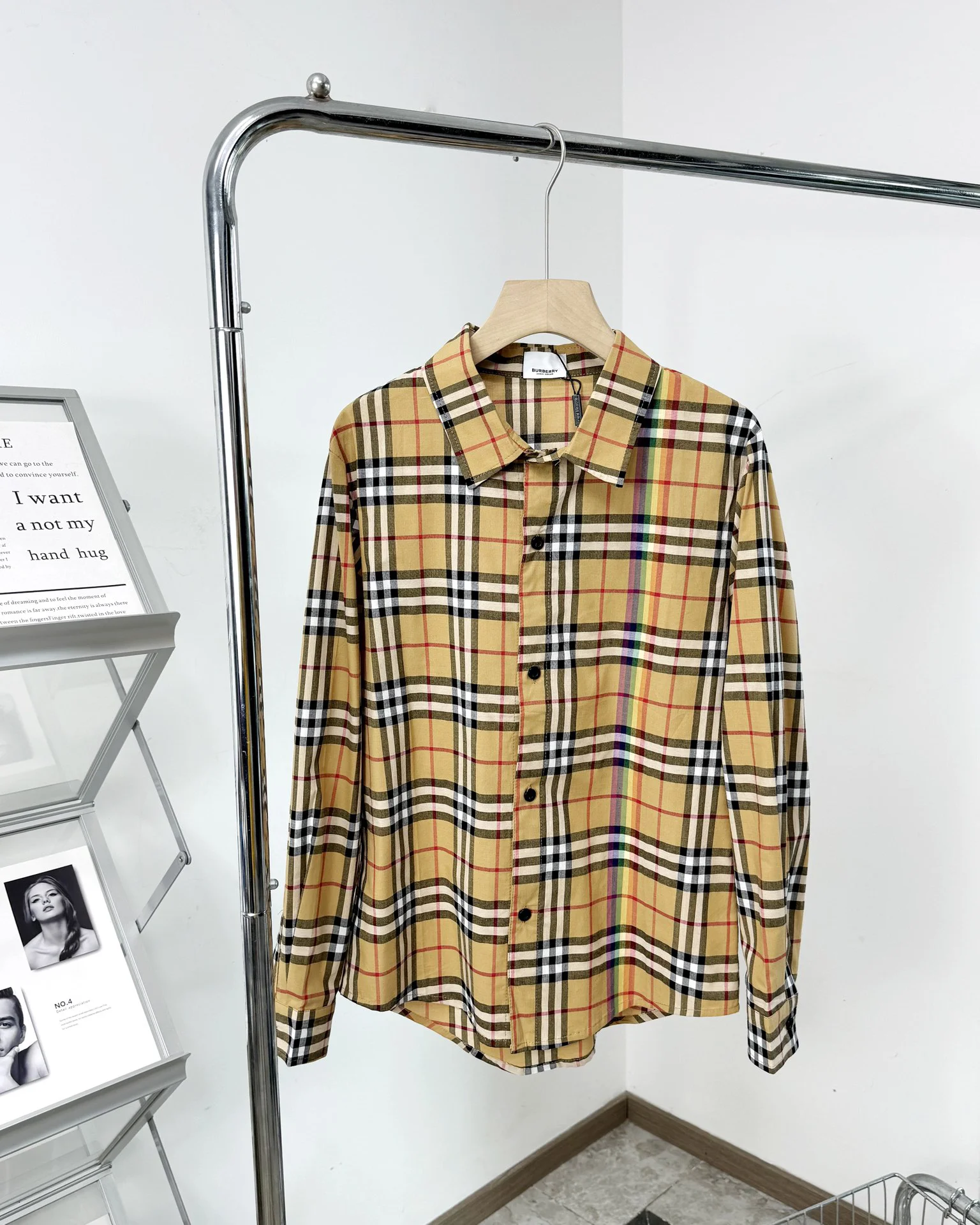 Burberry Plaid Shirt Beige Shirts