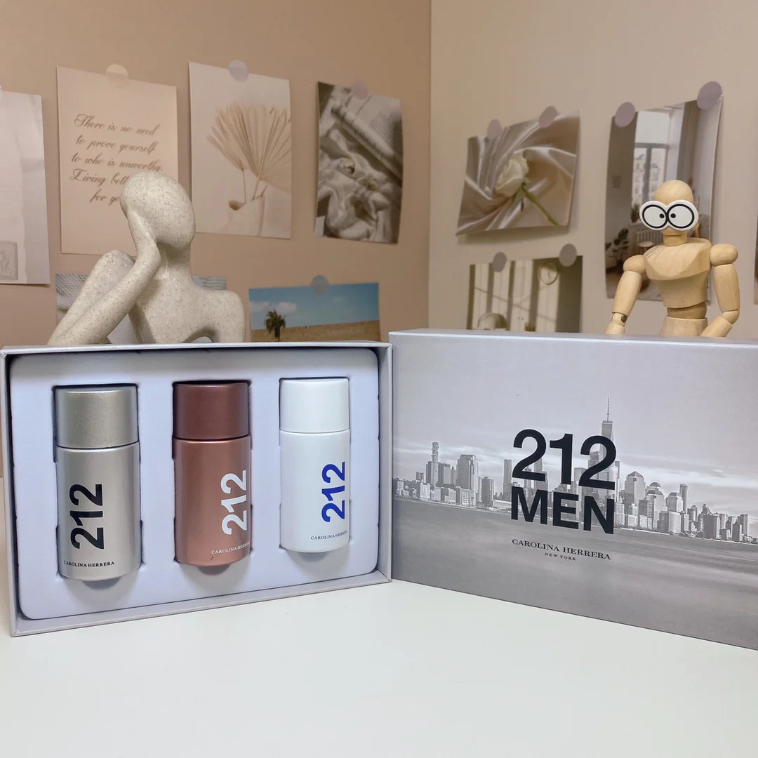 CAROLINA HERRERA 212 MEN Silver, Red, White Fragrance Set