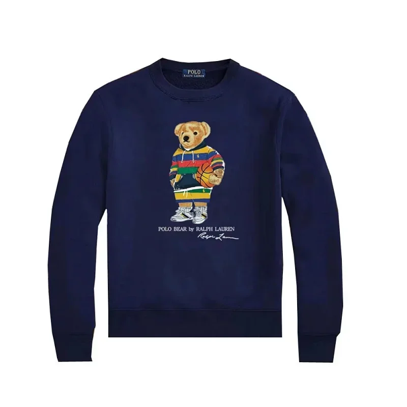Navy Crewneck Sweatshirt with Polo Bear (Basketball) Graphic