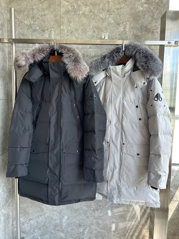 Moose Knuckles Black & Gray Long Down Jackets