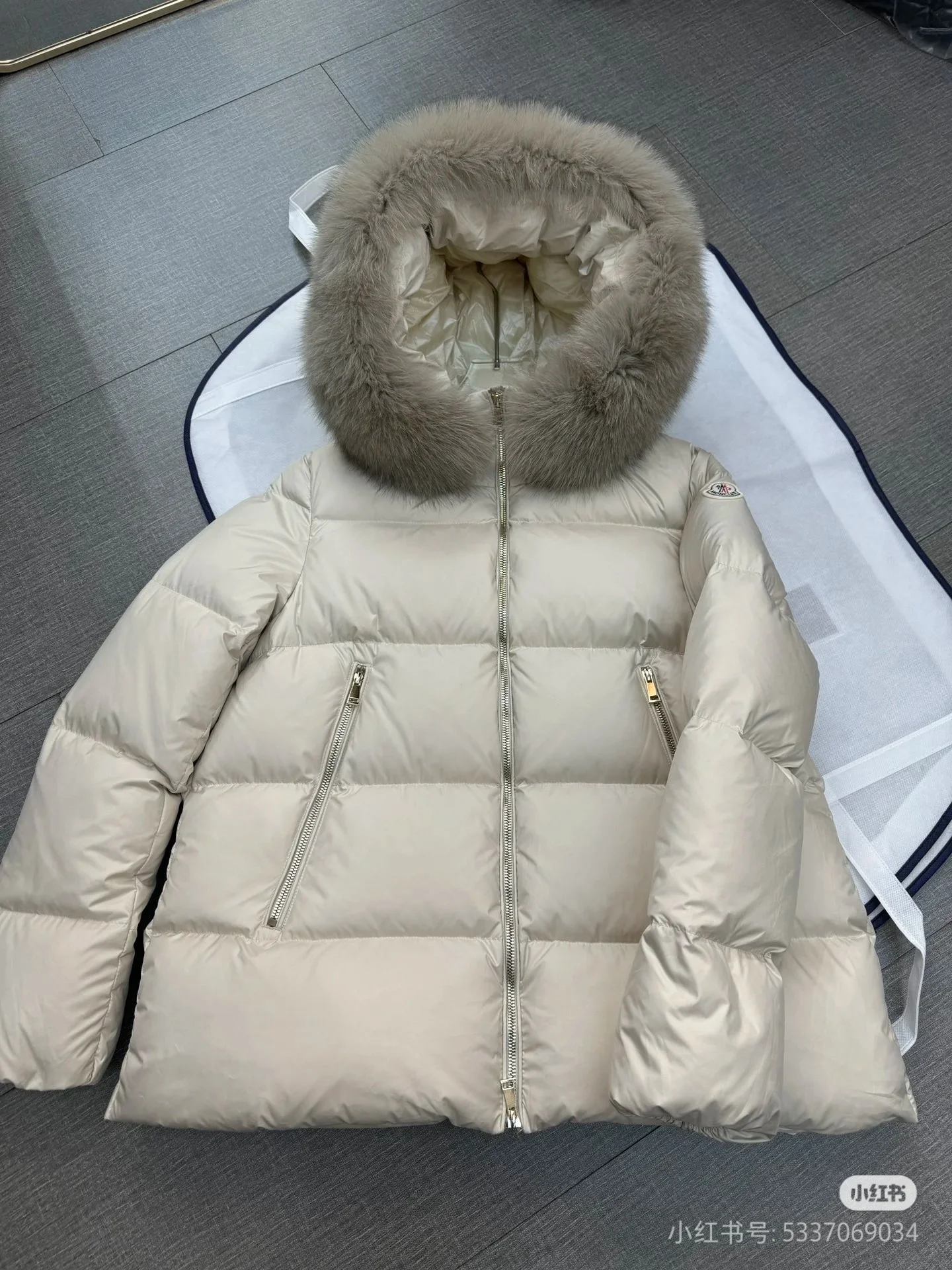 Moncler A-Line Matte Fabric Jackets (Beige, Black)