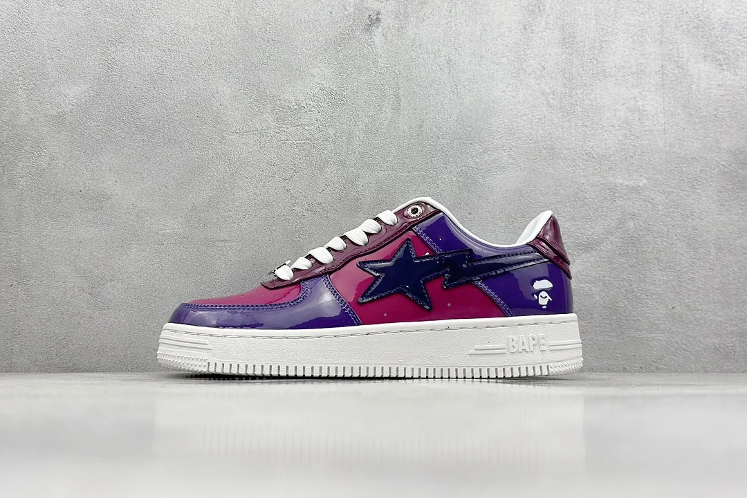 Bape Purple Leather Low-Top Sneakers