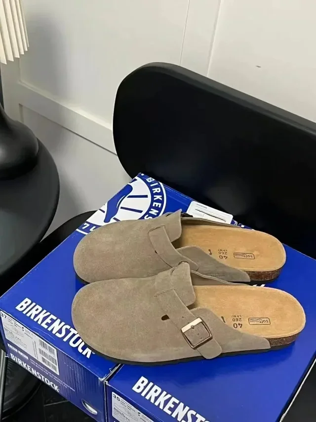 Birkenstock Light Brown Suede Clogs (Cork Footbed, Size 40)