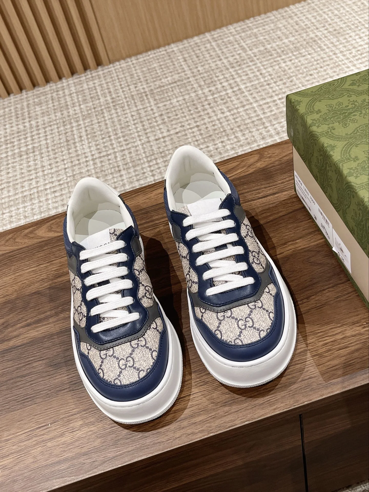 Gucci GG Supreme Leather Sneakers Blue