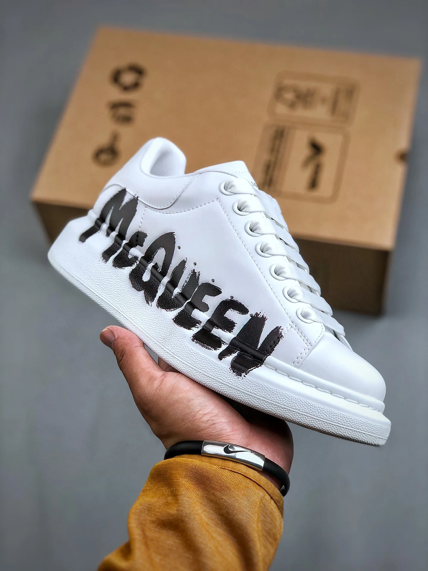 Alexander McQueen Italian Luxury White Leather Sneakers