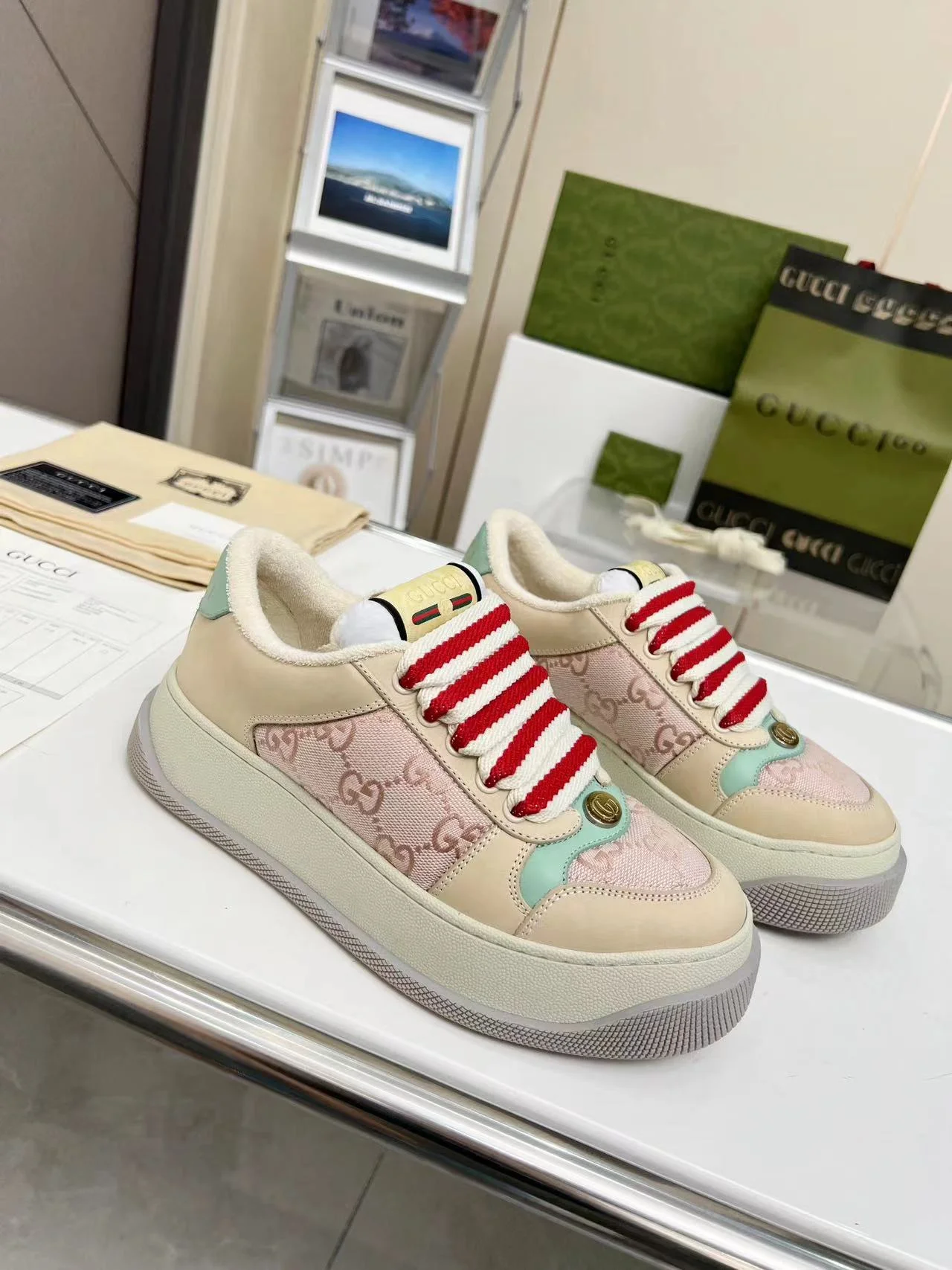 GUCCI Screener Series Purple Leather Sneakers