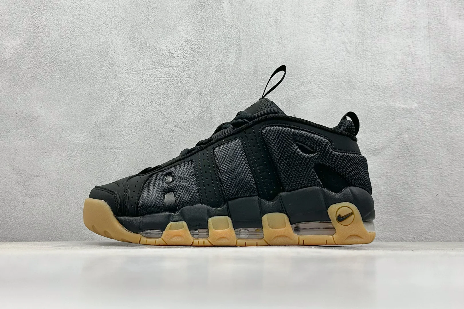 Nike Air More Uptempo Black Full-Palm Air-Cushion Shoes