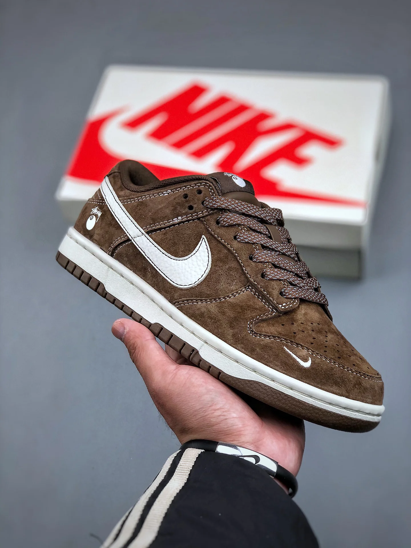 Nike SB Dunk Low x Stussy Brown Wheat Cream-Swoosh Shoes