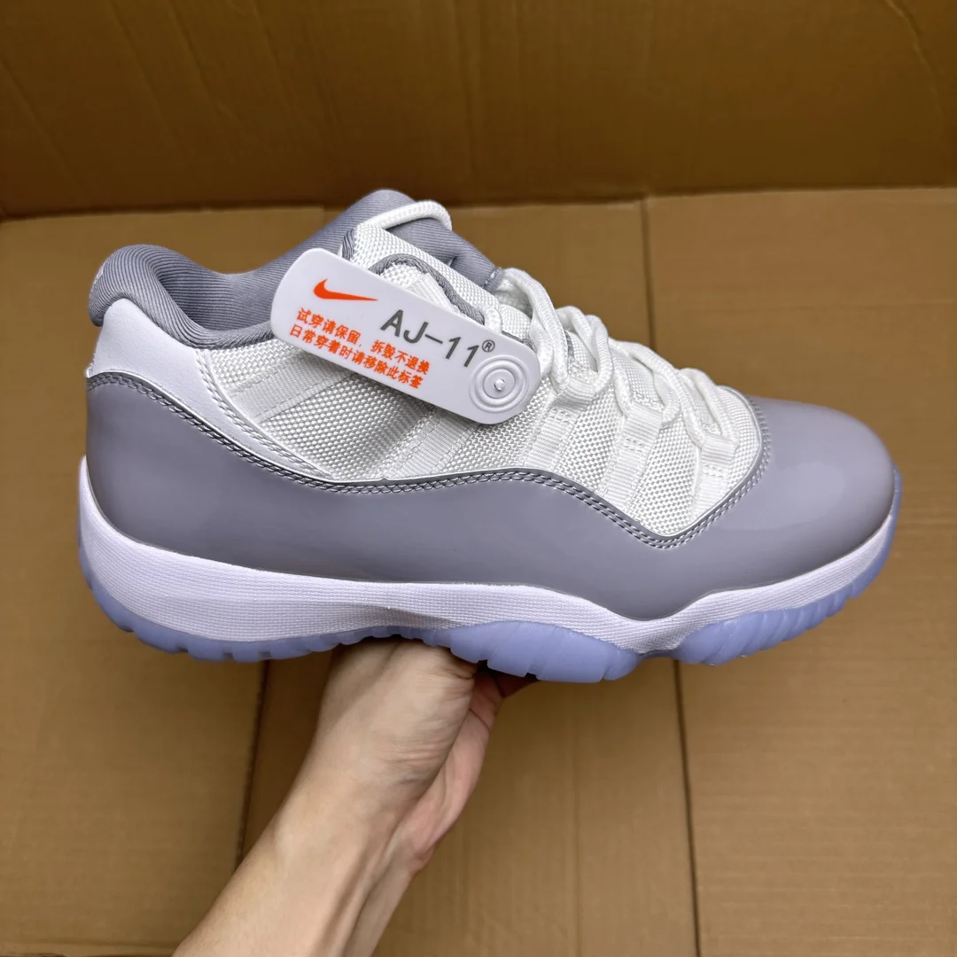 Air Jordan 11 White-Grey Low-Top Basketball Shoes