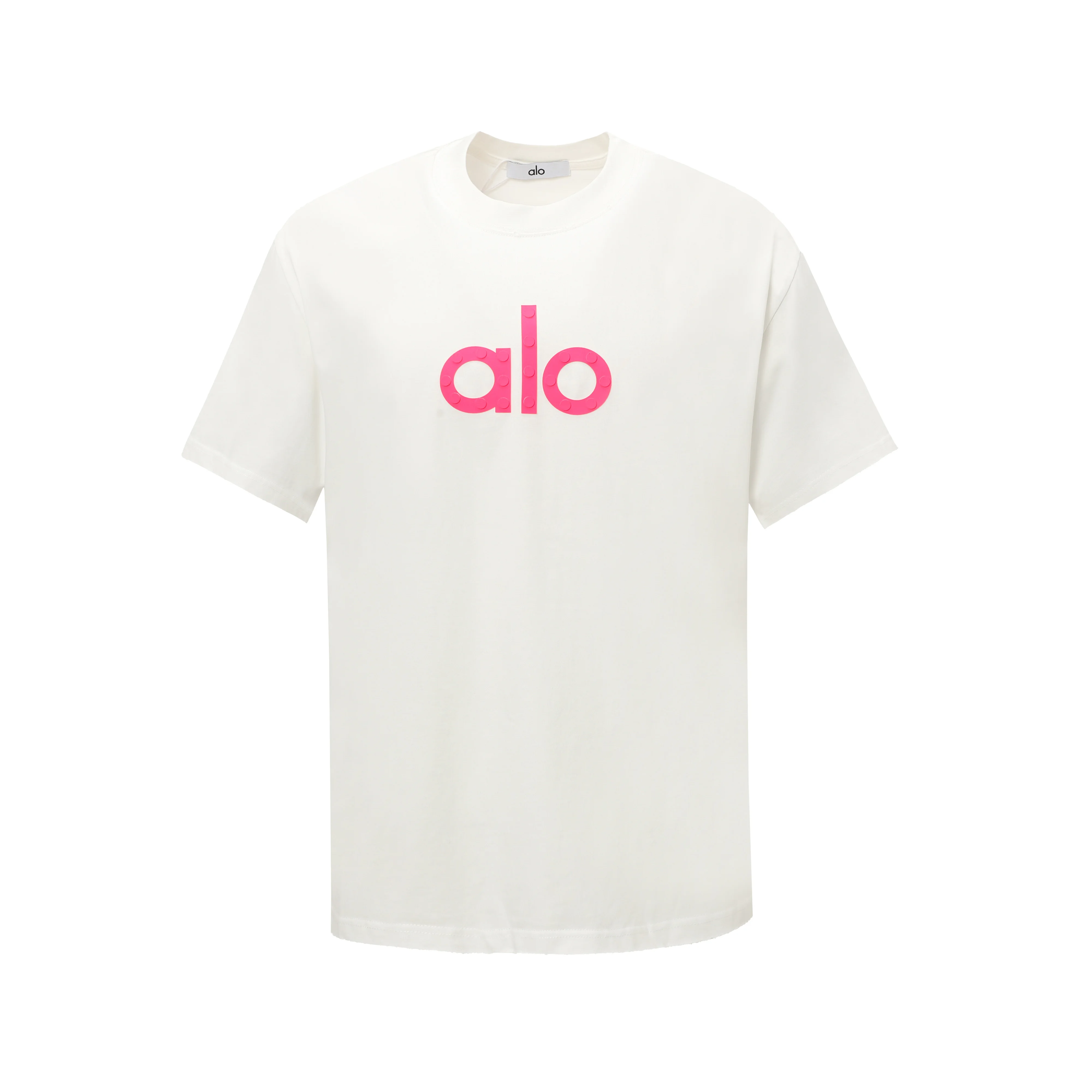 Alo 25ss White Fuchsia 3D Foam Print Loose T-Shirt