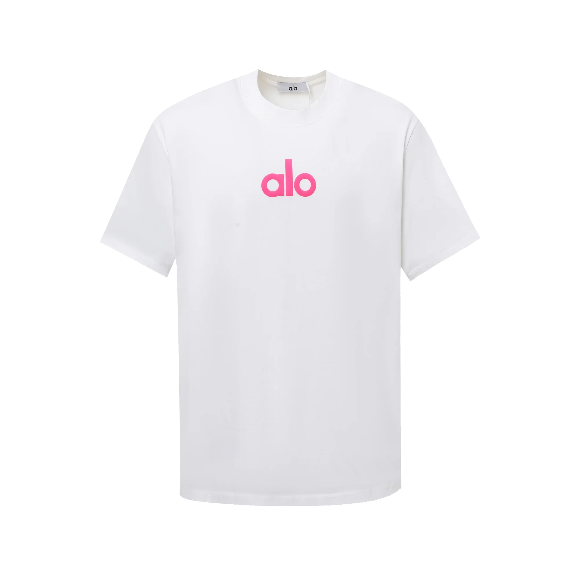 Alo 25ss Loose T-Shirt White Hot Pink 3D Foam Cotton