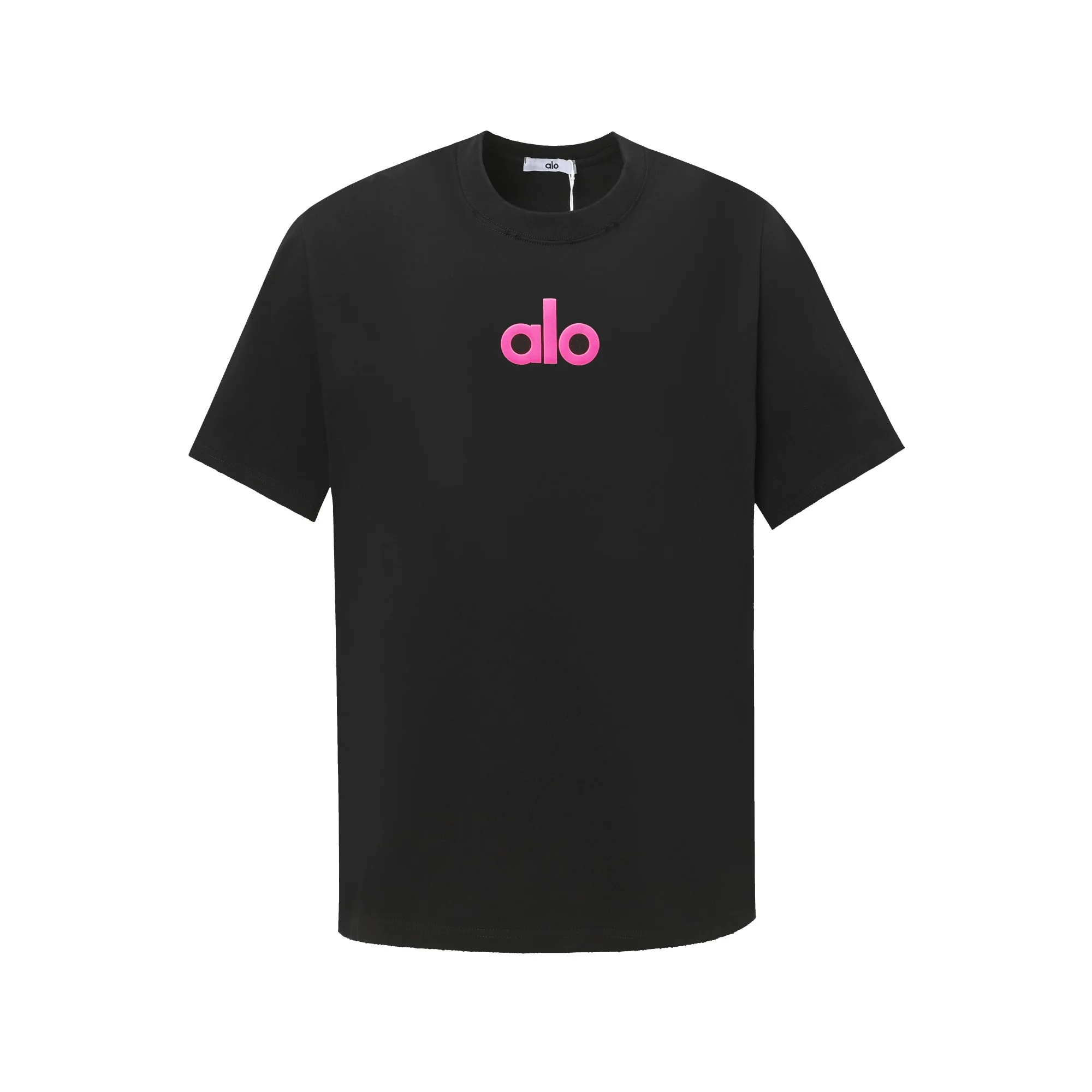 Alo 25ss 3D Foam Logo Loose Cotton T-Shirt (Black/Pink)