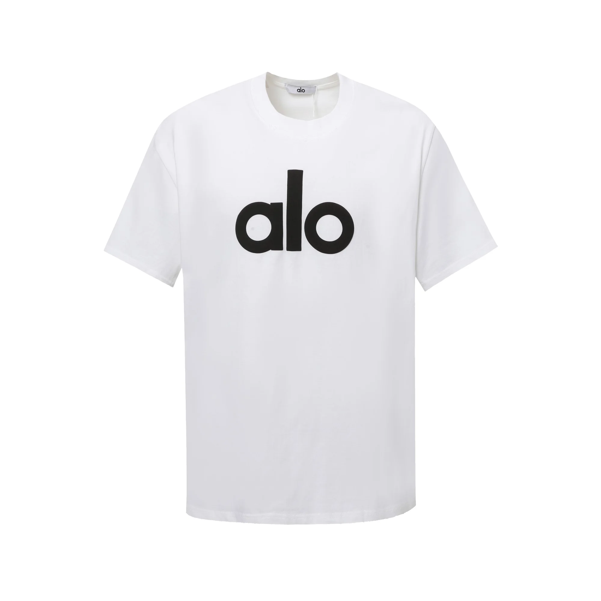 Alo 25ss Unisex White Loose Cotton T-Shirt 3D Puff Print