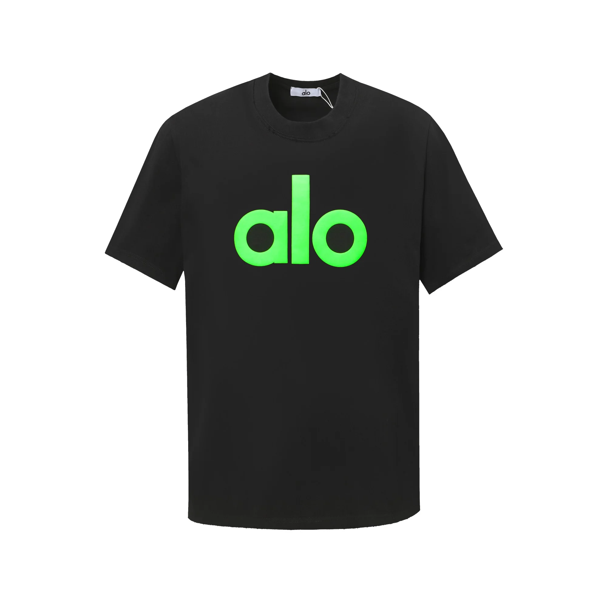 Alo 25ss Black-Green 3D Foam Print Loose fit T-Shirt