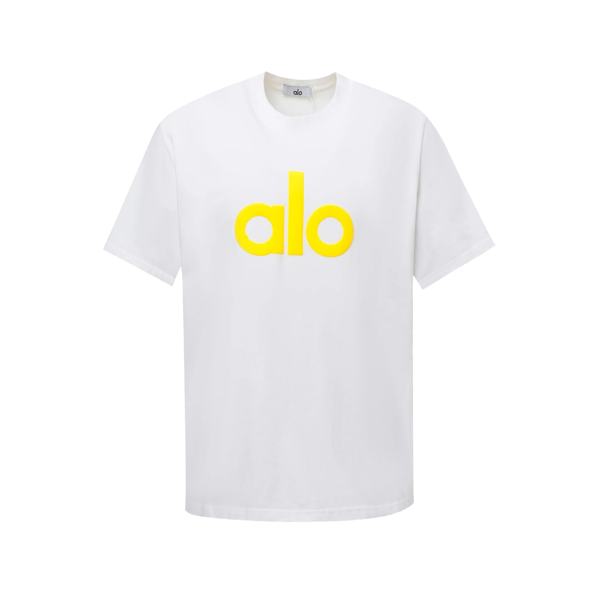Alo Unisex Loose T-Shirt White & Yellow 3D Puff Print