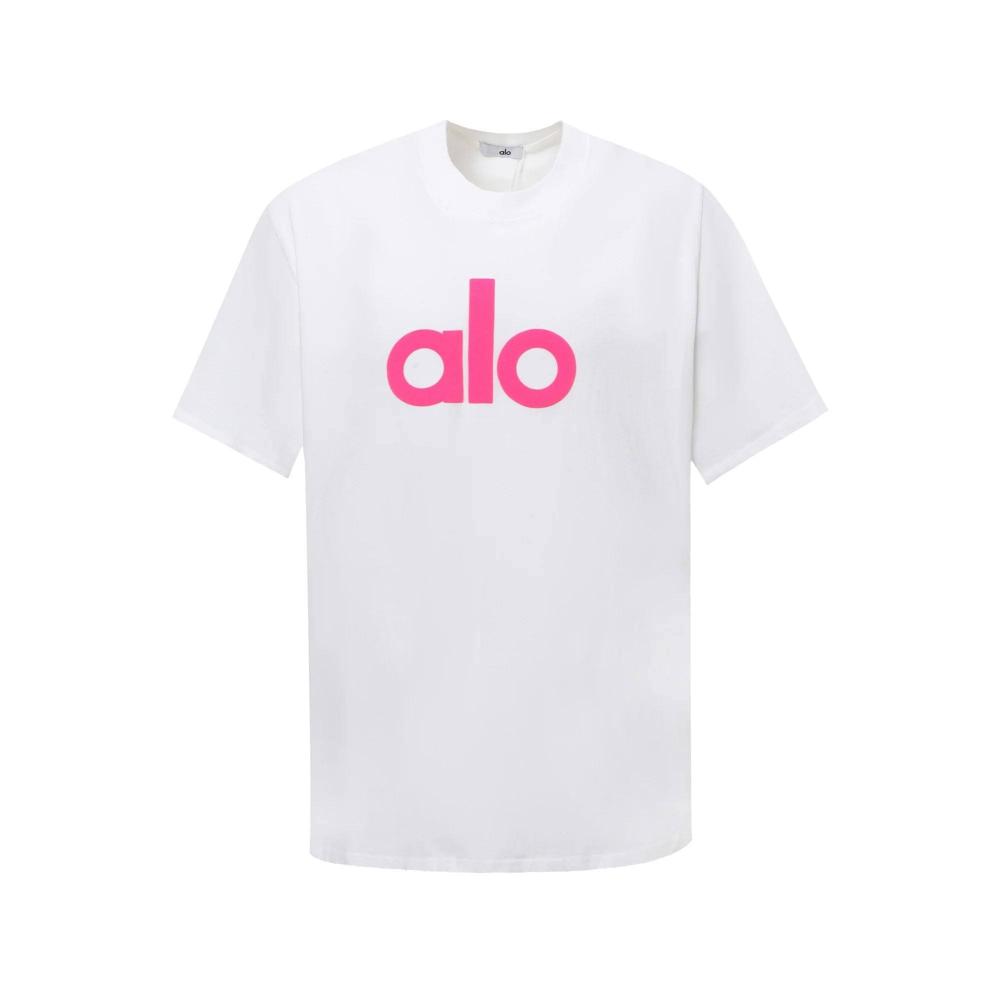 Alo 25ss Unisex Oversize T-Shirt White HotPink 3D Print