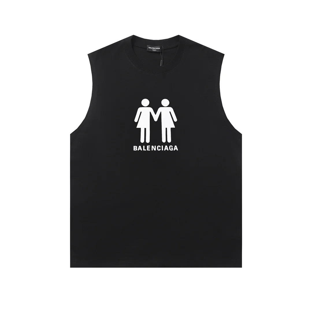 Balenciaga Black Sleeveless Double-Figure T-Shirt