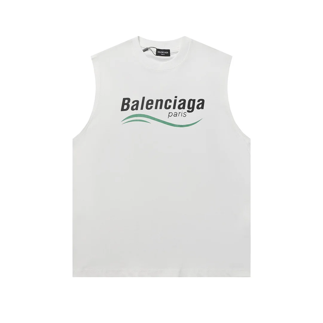Balenciaga White Sleeveless Logo Oversize Tank Top