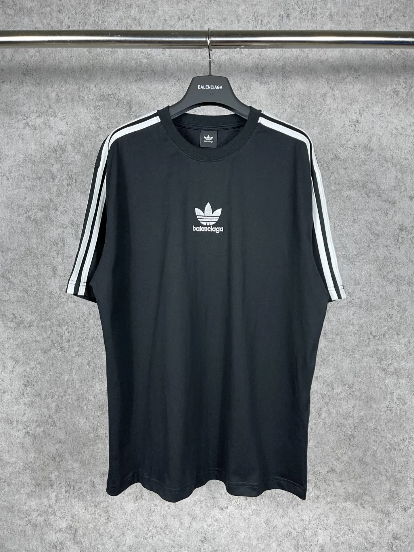 Balenciaga x Adidas 3Stripe Embr Black T-Shirt