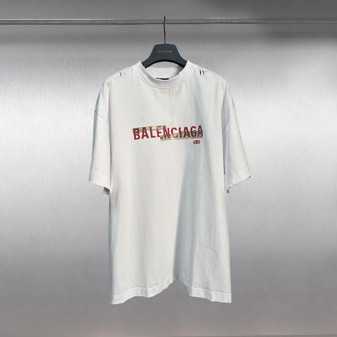 Balenciaga SS25 White Distressed Loose T-Shirt
