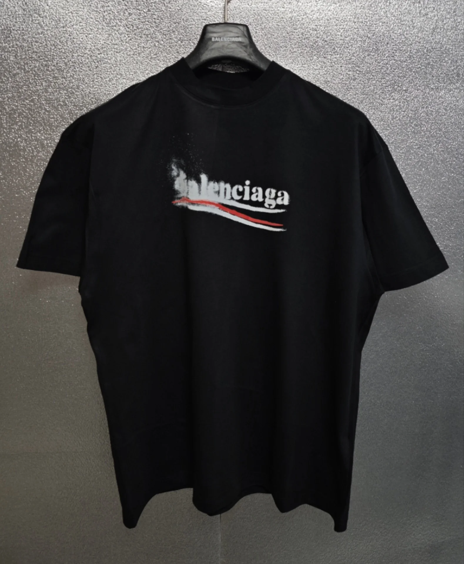 Balenciaga Black Blurred Coke Print Loose fit T-shirt