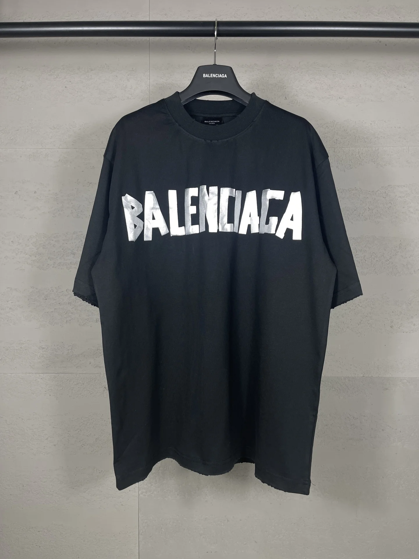 Balenciaga Black Tape Print Washed Dist OS T-Shirt