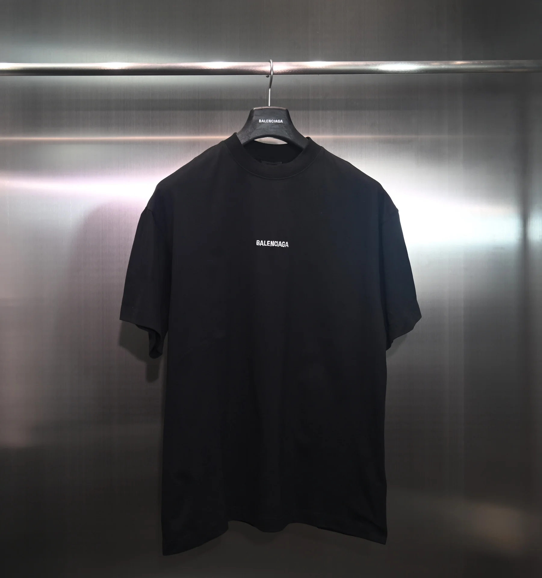Balenciaga Black Embroidered Logo Loose T-Shirt