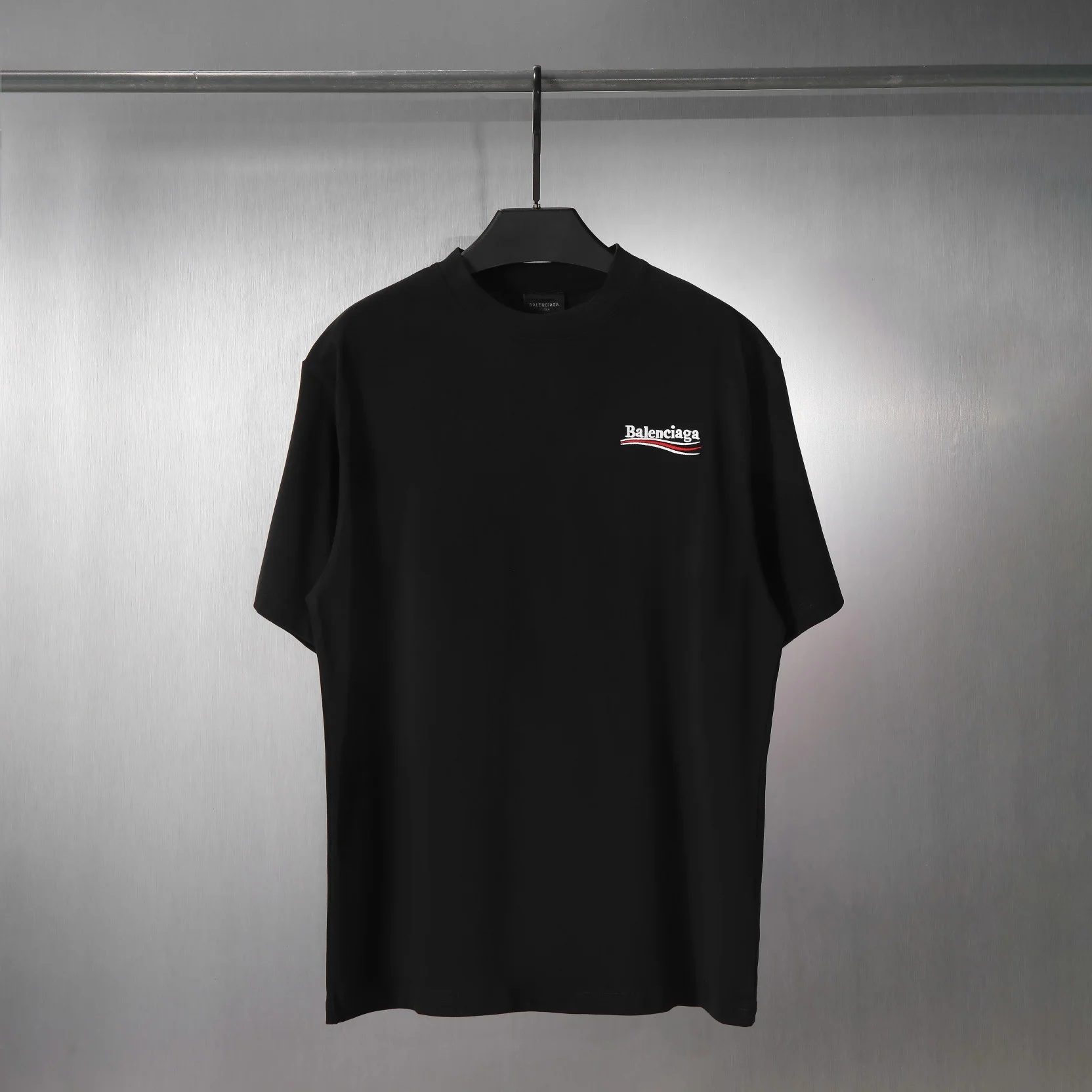 Balenciaga Black Classic Cola Wave Logo Embroidery T-Shirt