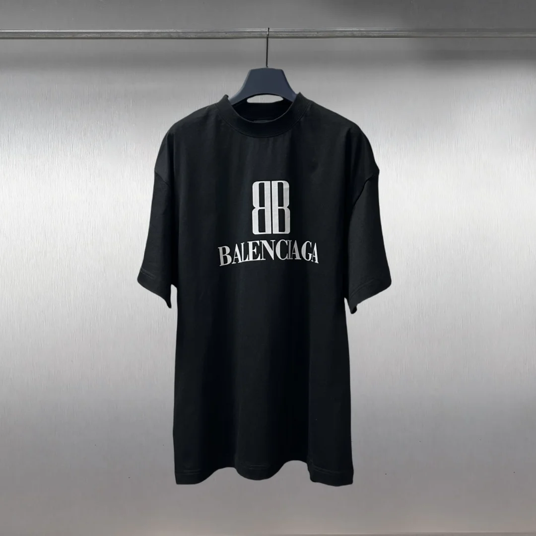 Balenciaga Black New Logo Printed Loose fit T-Shirt