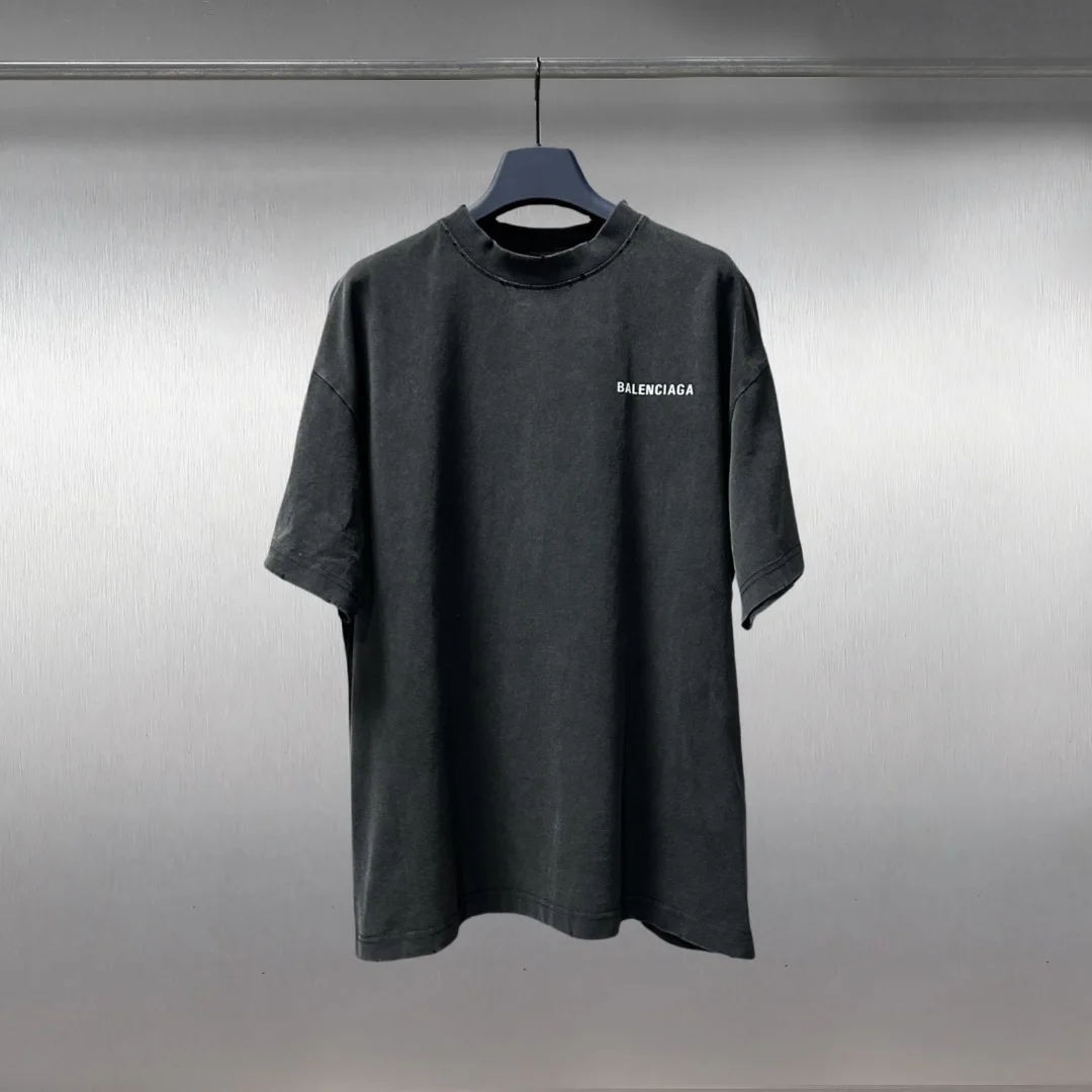 Balenciaga SS25 Washed Black 3D Silicone Oversized T-Shirt