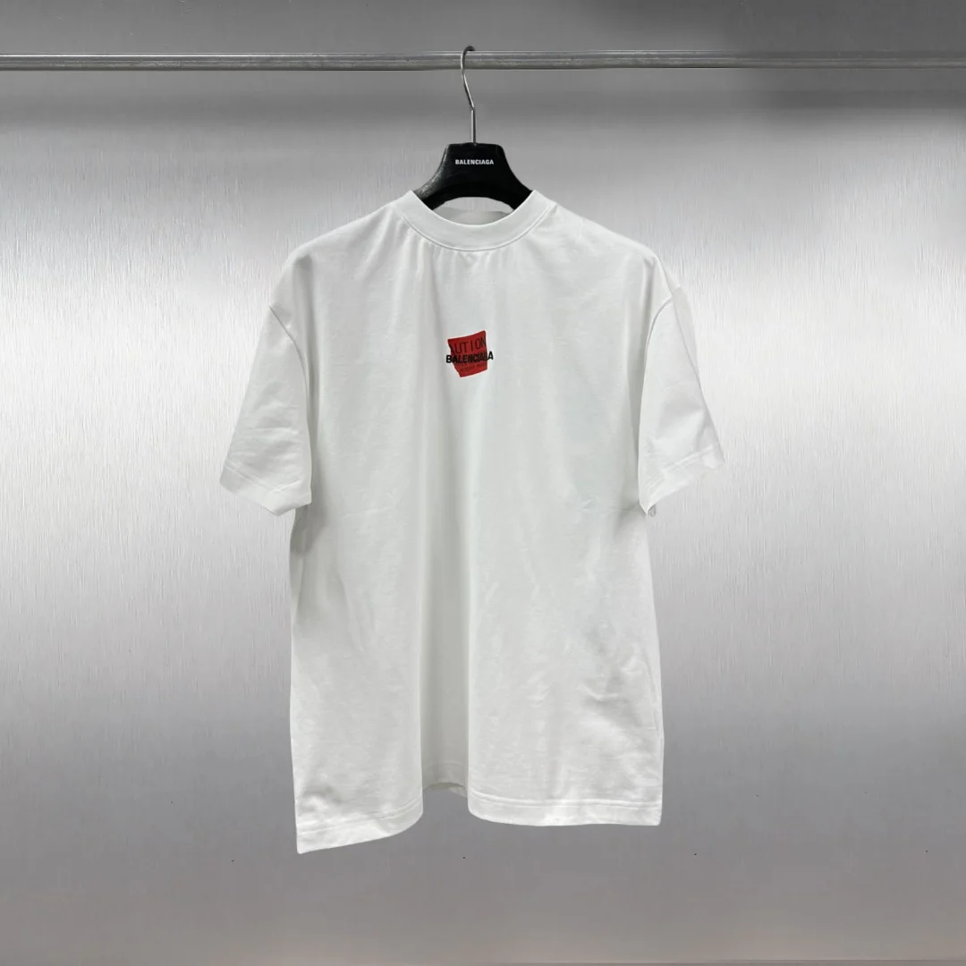 Balenciaga 25ss White Sticker Cotton T-Shirt