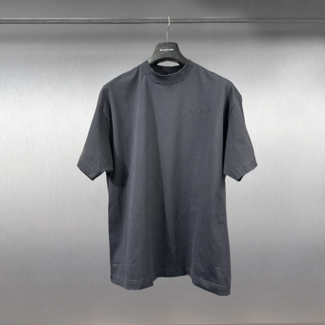 Balenciaga Navy 3D Silicone Distress OS T-Shirt