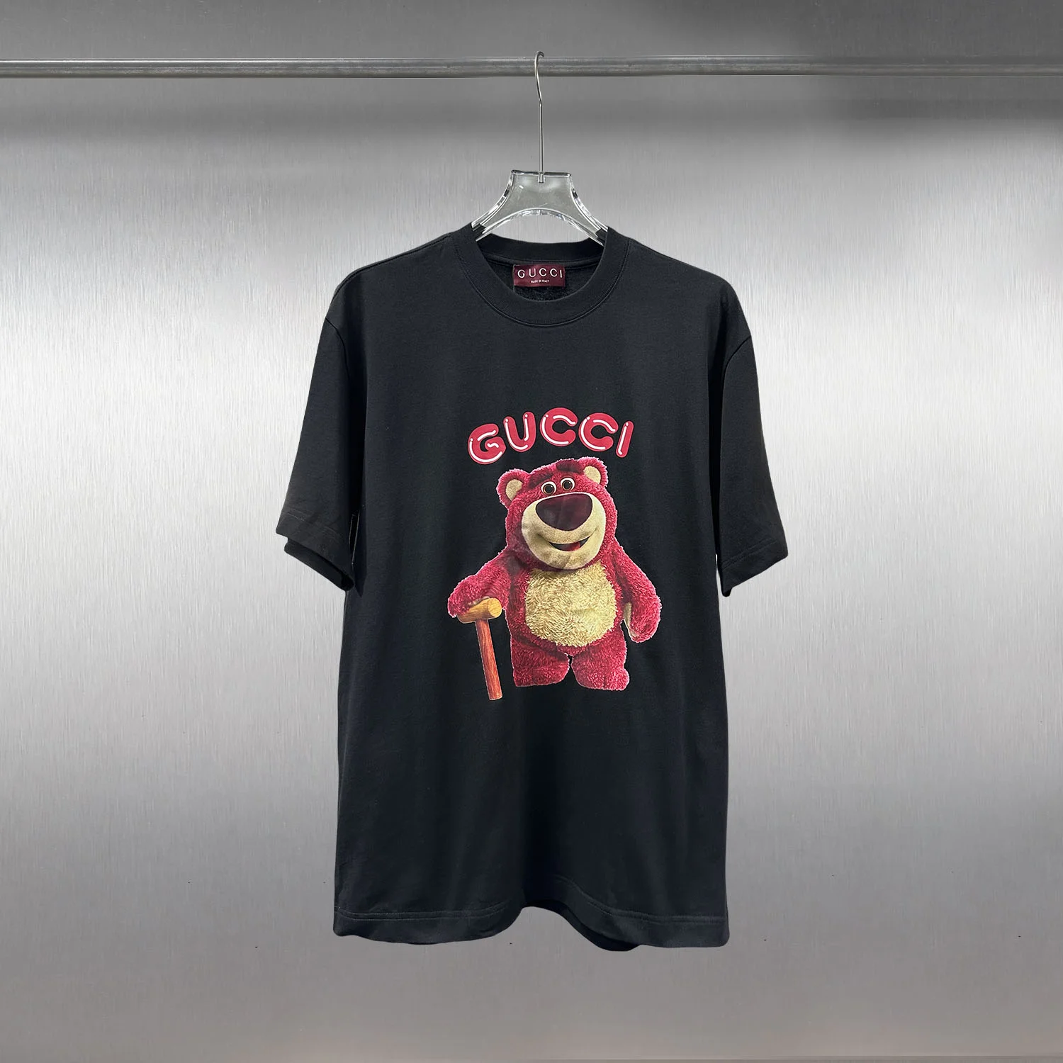 Gucci Black T-Shirt With Lotso Bear & Logo Print