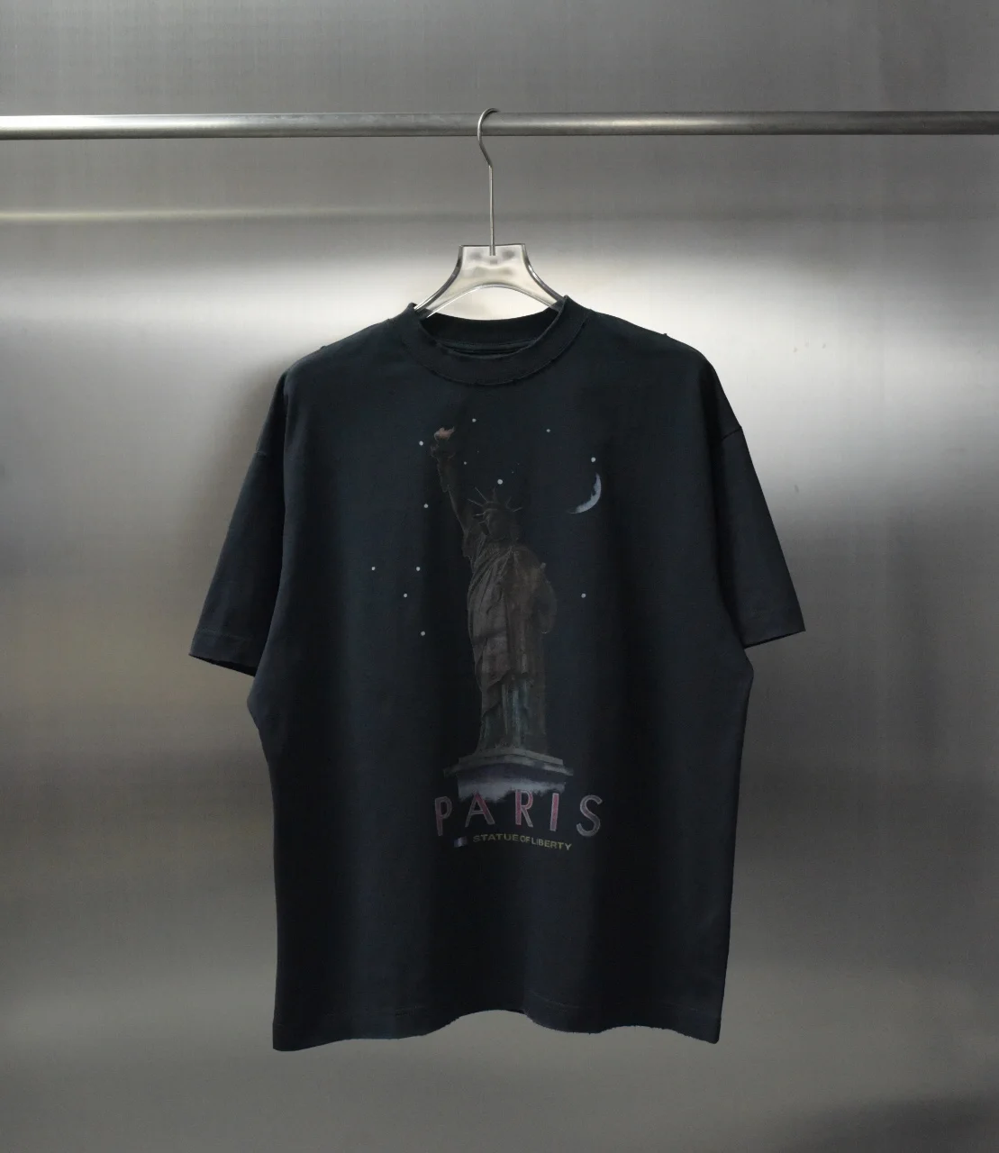 Balenciaga Navy Statue of Liberty Paris-Fit T-shirt