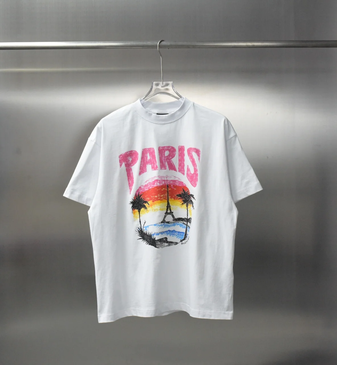 Balenciaga White Coconut Eiffel Front/Back Print T-Shirt