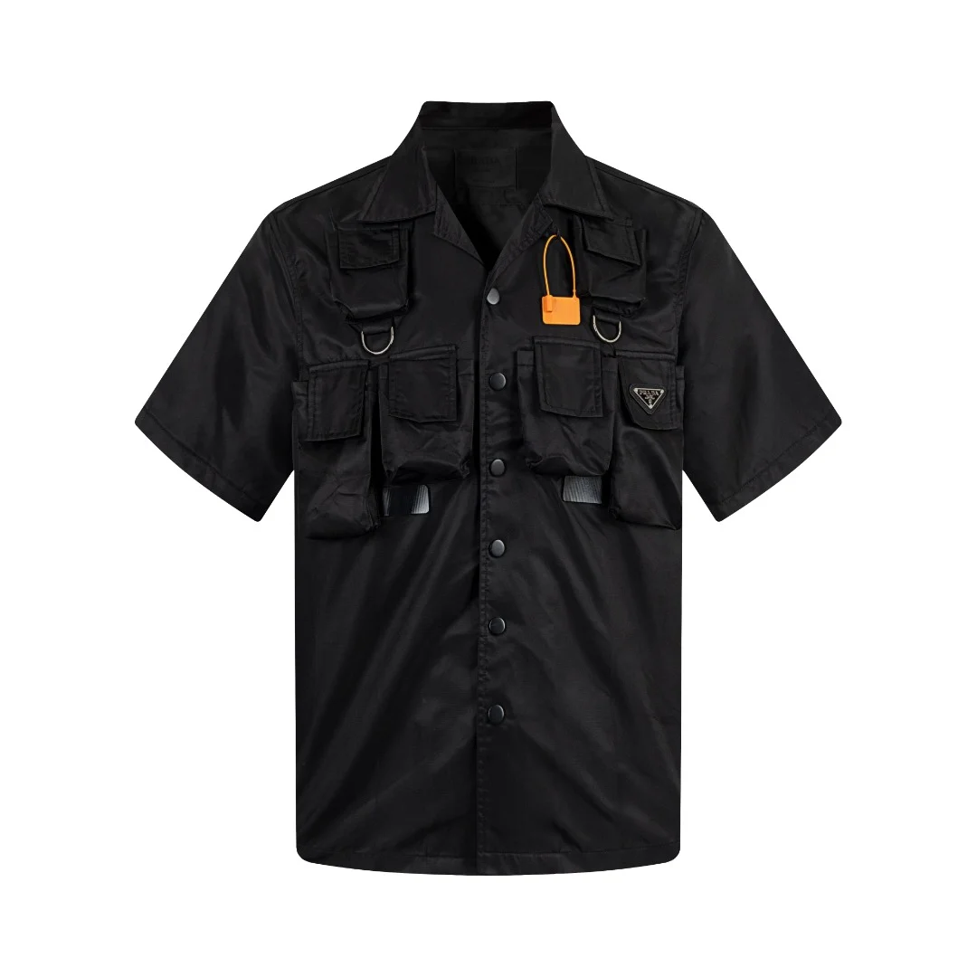 Prada Black ReNylon Multi-Pocket Short-Sleeve Shirt