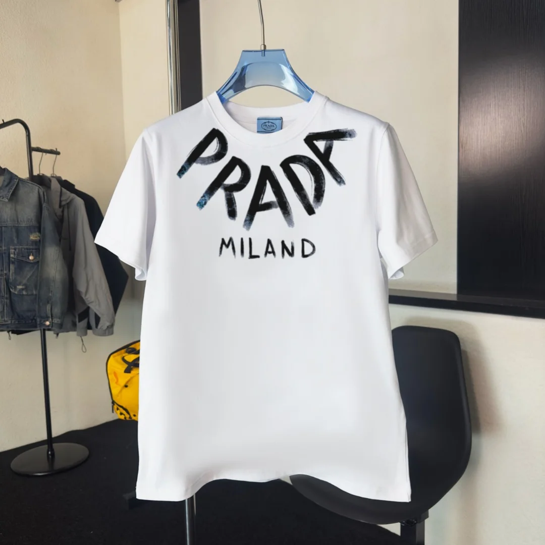 Prada 2025 New White HighQuality CrewNeck T-Shirt