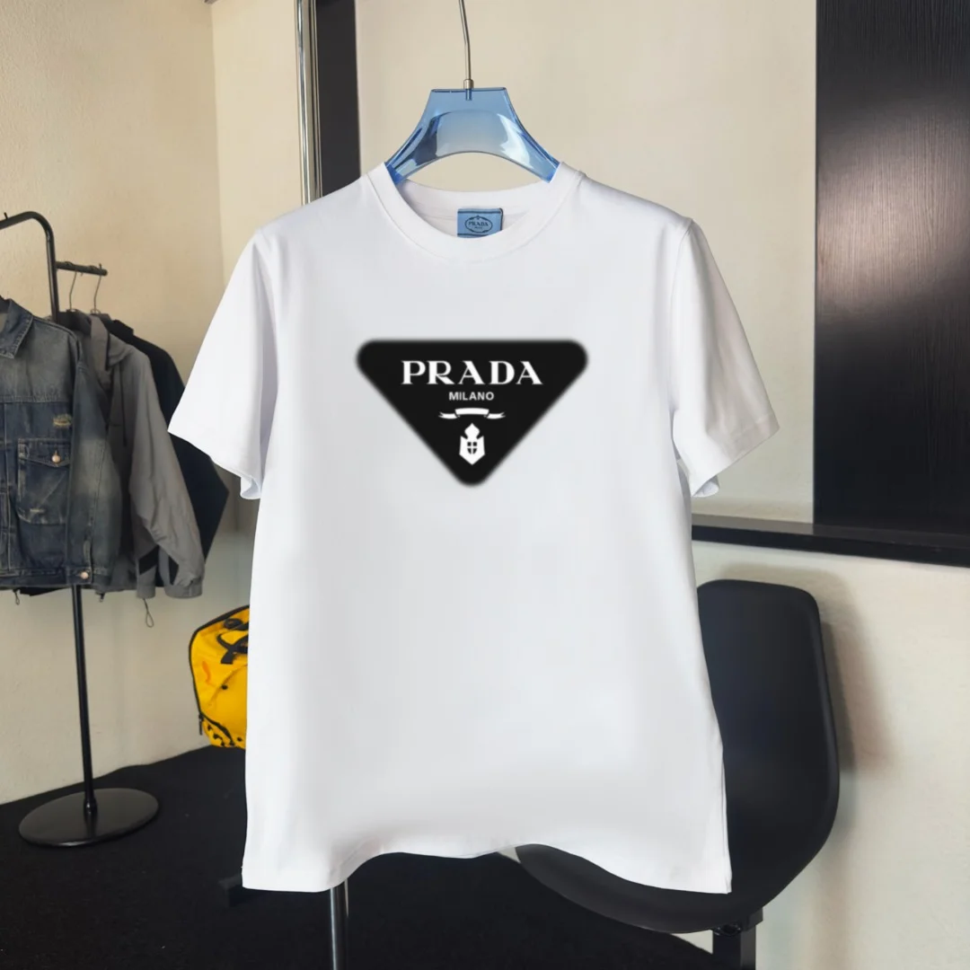 Prada 2025 New High-Quality White Crew-Neck T-Shirt