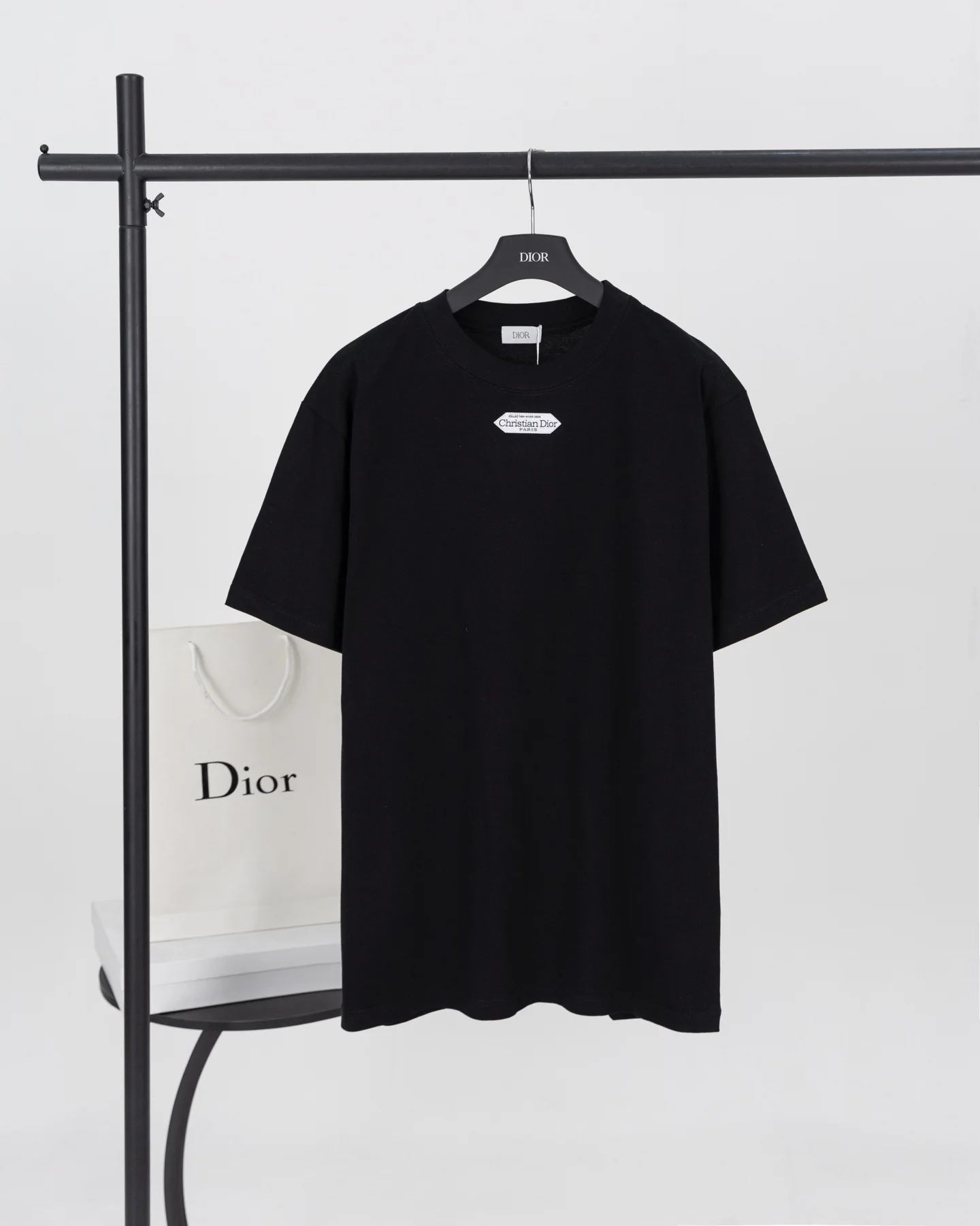 Dior Black Cotton Paris Logo T-Shirt