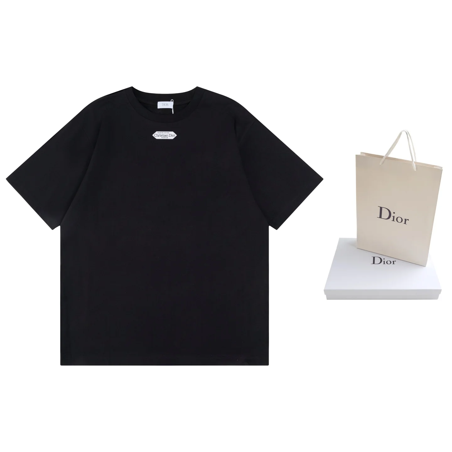 Dior Black Paris Logo Cotton T-Shirt