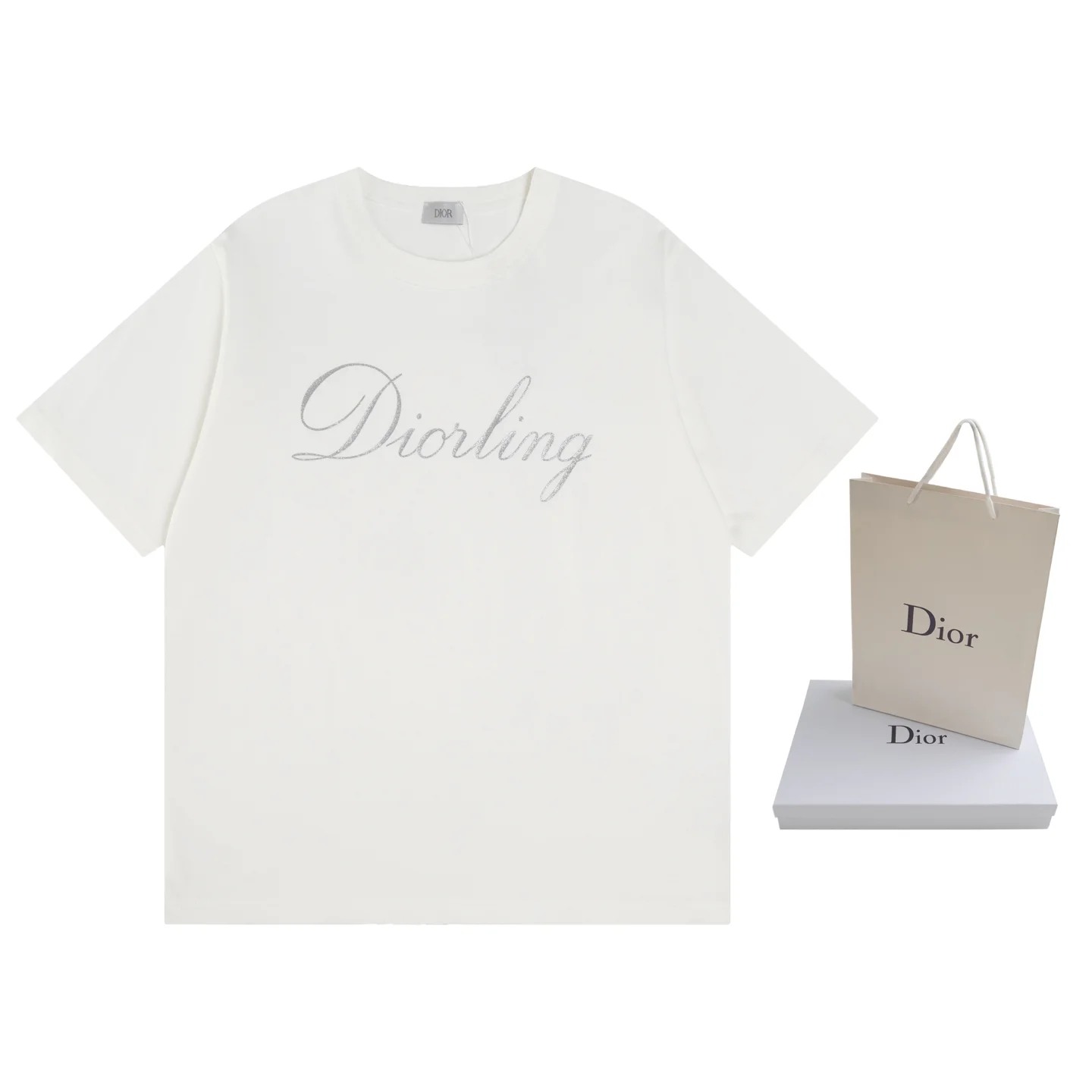 Dior 25FW White Shiny Silver "Diorling" T-Shirt
