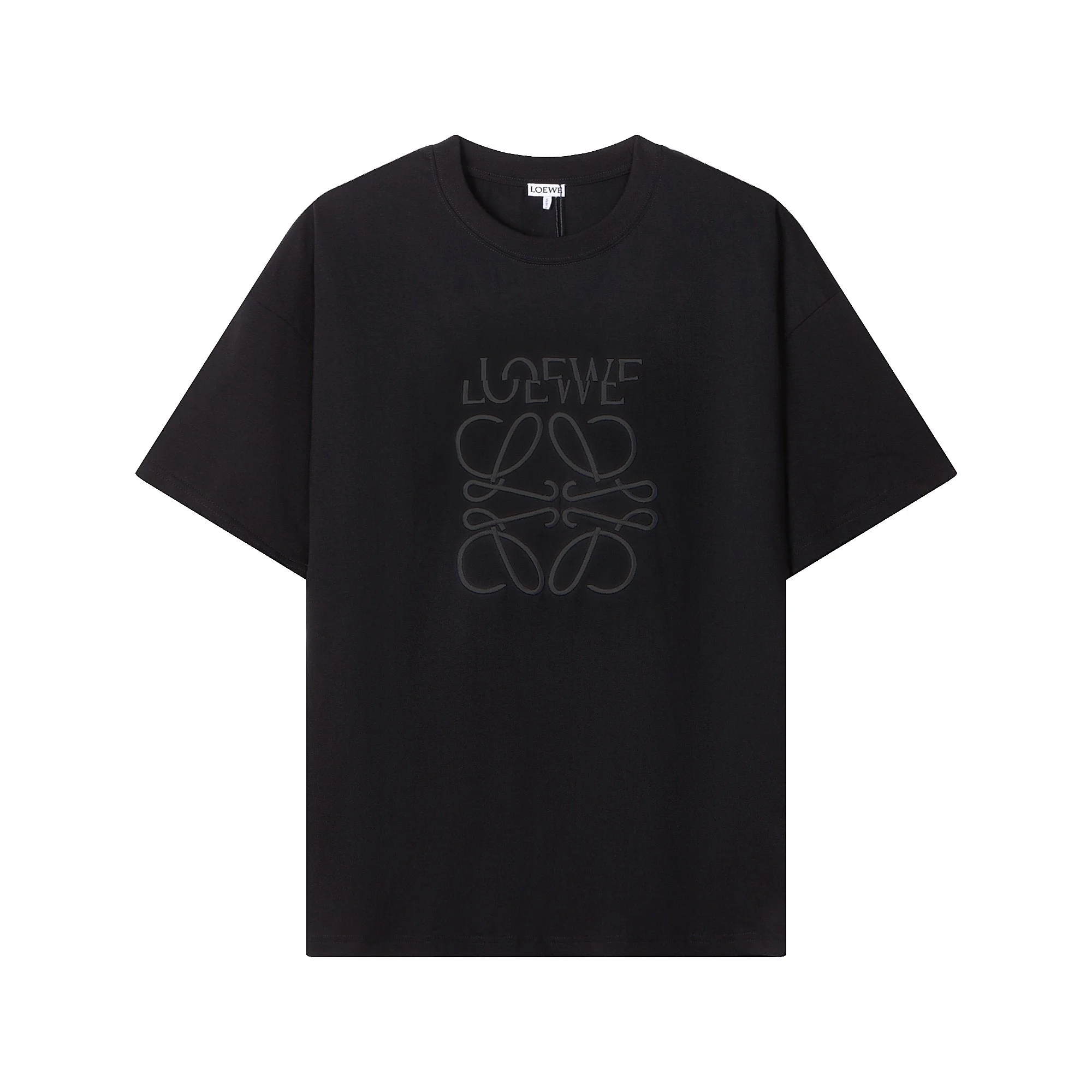 Loewe Black Displaced Logo Embroidered Loose T-Shirt