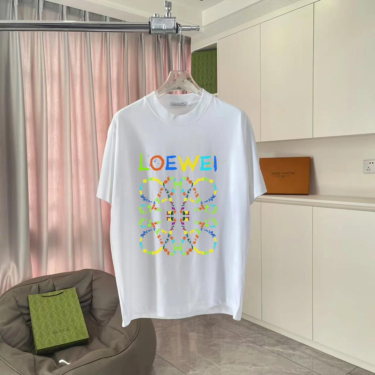 Loewe 2025 Fall Unisex Letter Logo 300g White T-Shirt