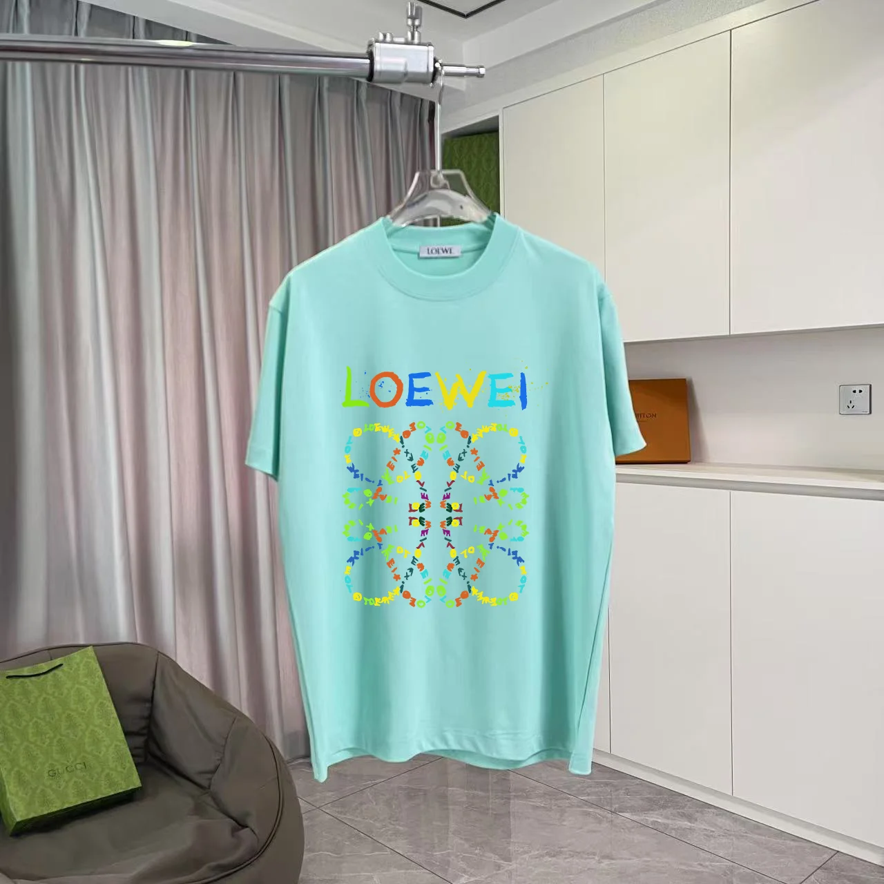 Loewe 2025 Lake Green Logo Print T-Shirt