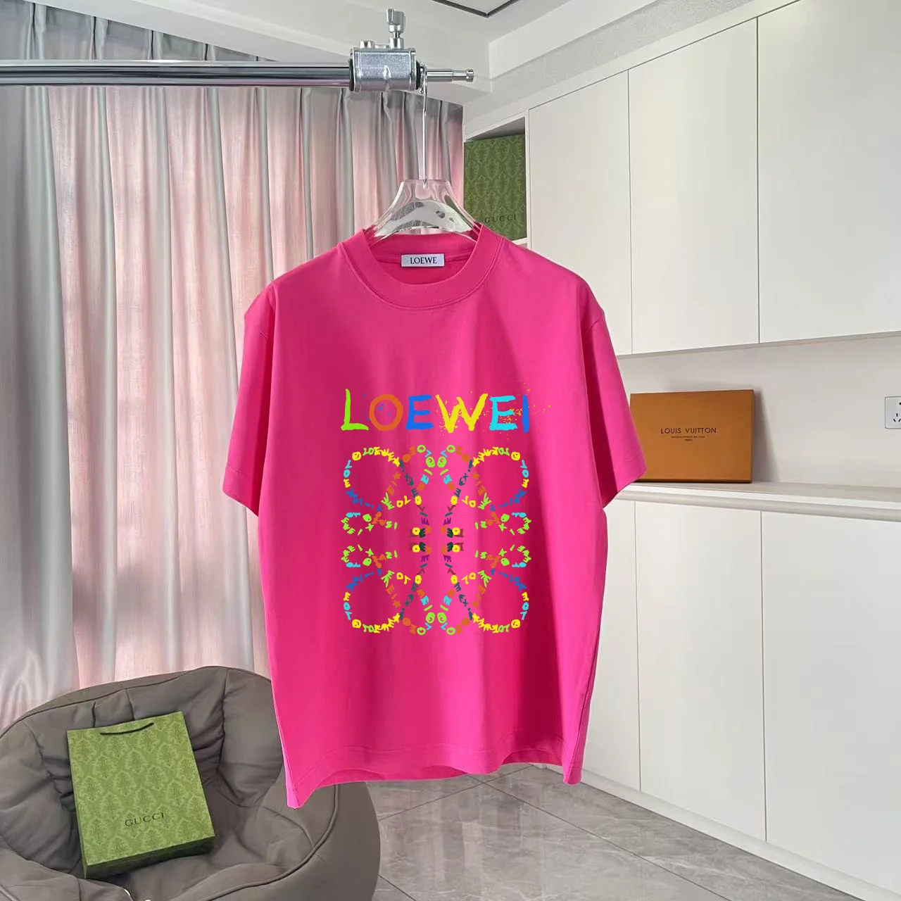 Loewe Magenta Logo Print 300g Custom T-Shirt Unisex