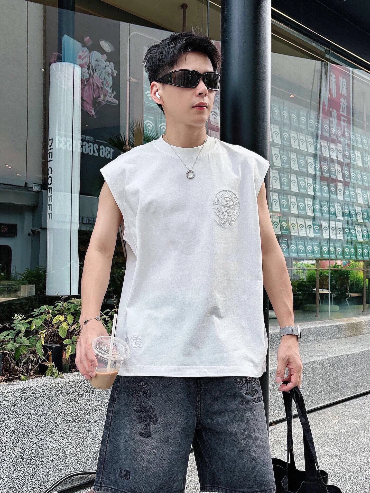 Chrome Hearts High-End White Cotton T-Shirt 3D Logo