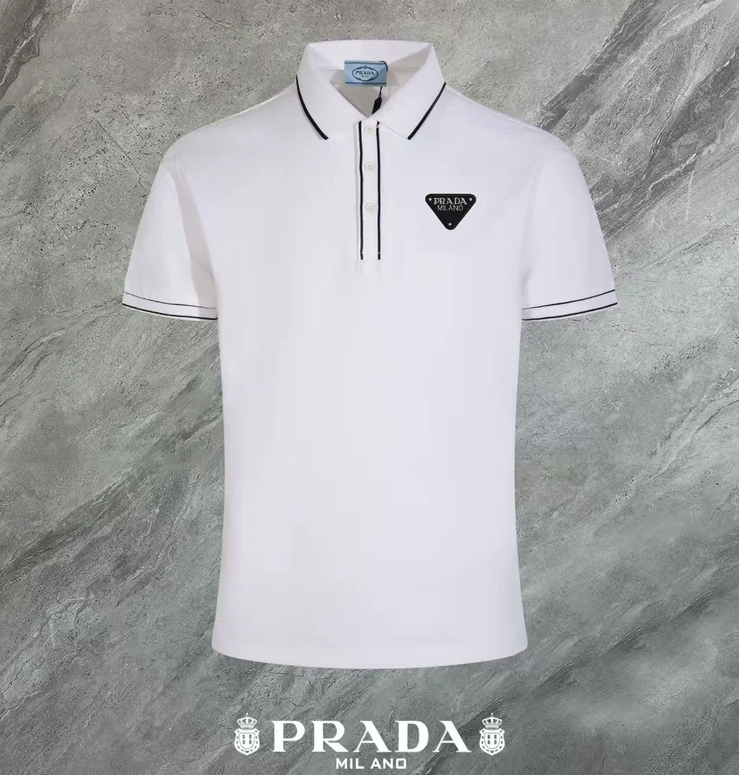 Prada 2024 White Polo Shirt (Stereo Logo, Breathable)